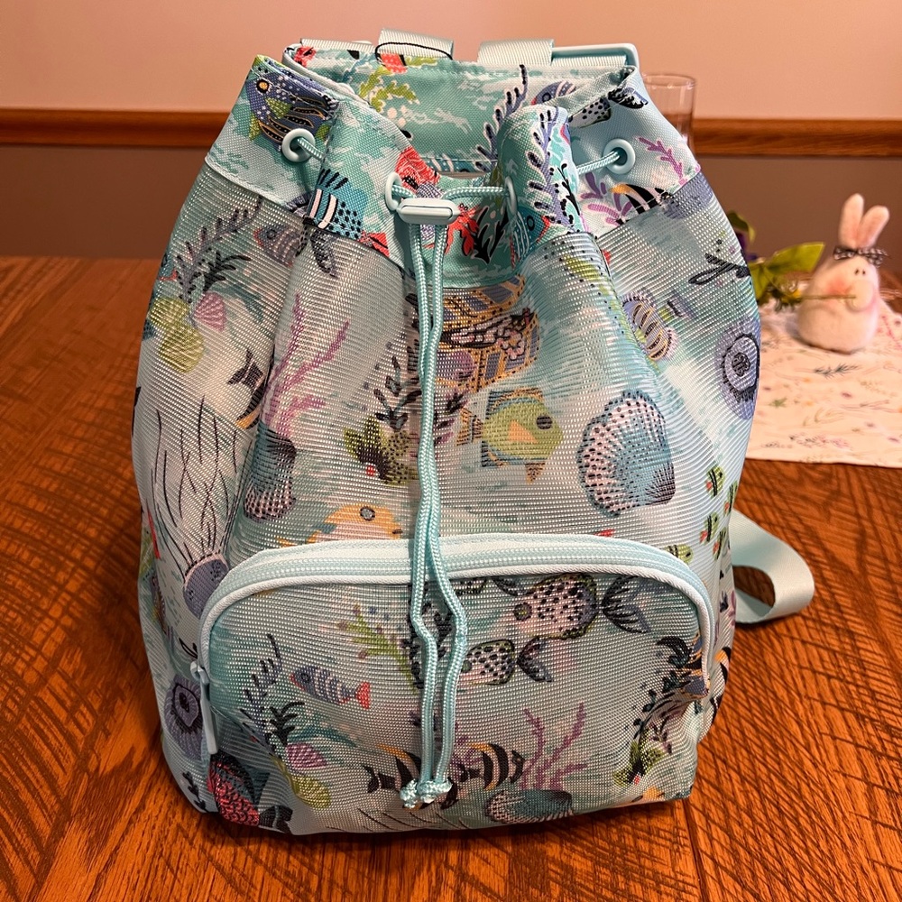 NWT Vera Bradley Mesh Drawstring Backpack Antilles Treasure 🪸🐟☀️